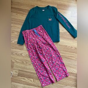 Girl's XS 5/6 Vineyard Vines reindeer whale Christmas long sleeve tee And pants